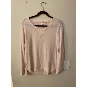 Green Tea Waffle Knit Shirt Women Size L